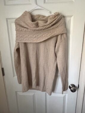 Autumn Cashmere Cable Cowl Neck Sweater - Beige